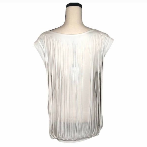 BCBGMaxAzria White Shirt withDistressed Overlay - Picture 3 of 5